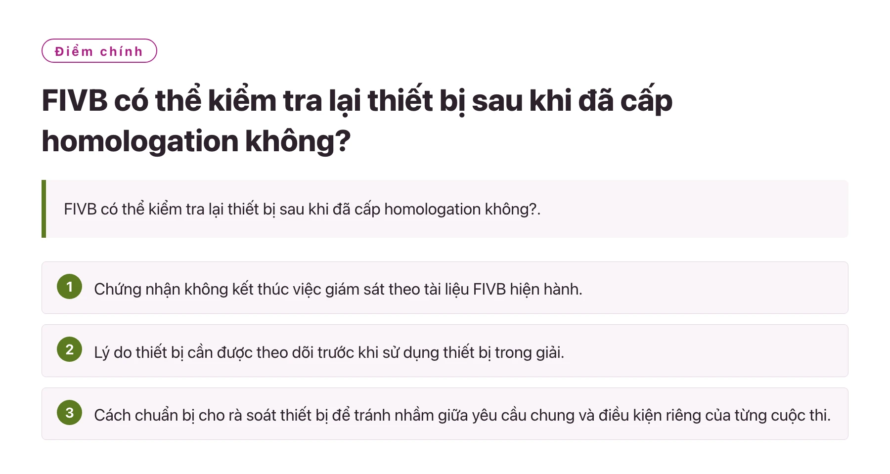 FIVB có thể kiểm tra lại thiết bị sau khi đã cấp homologation không?——全文要点速览